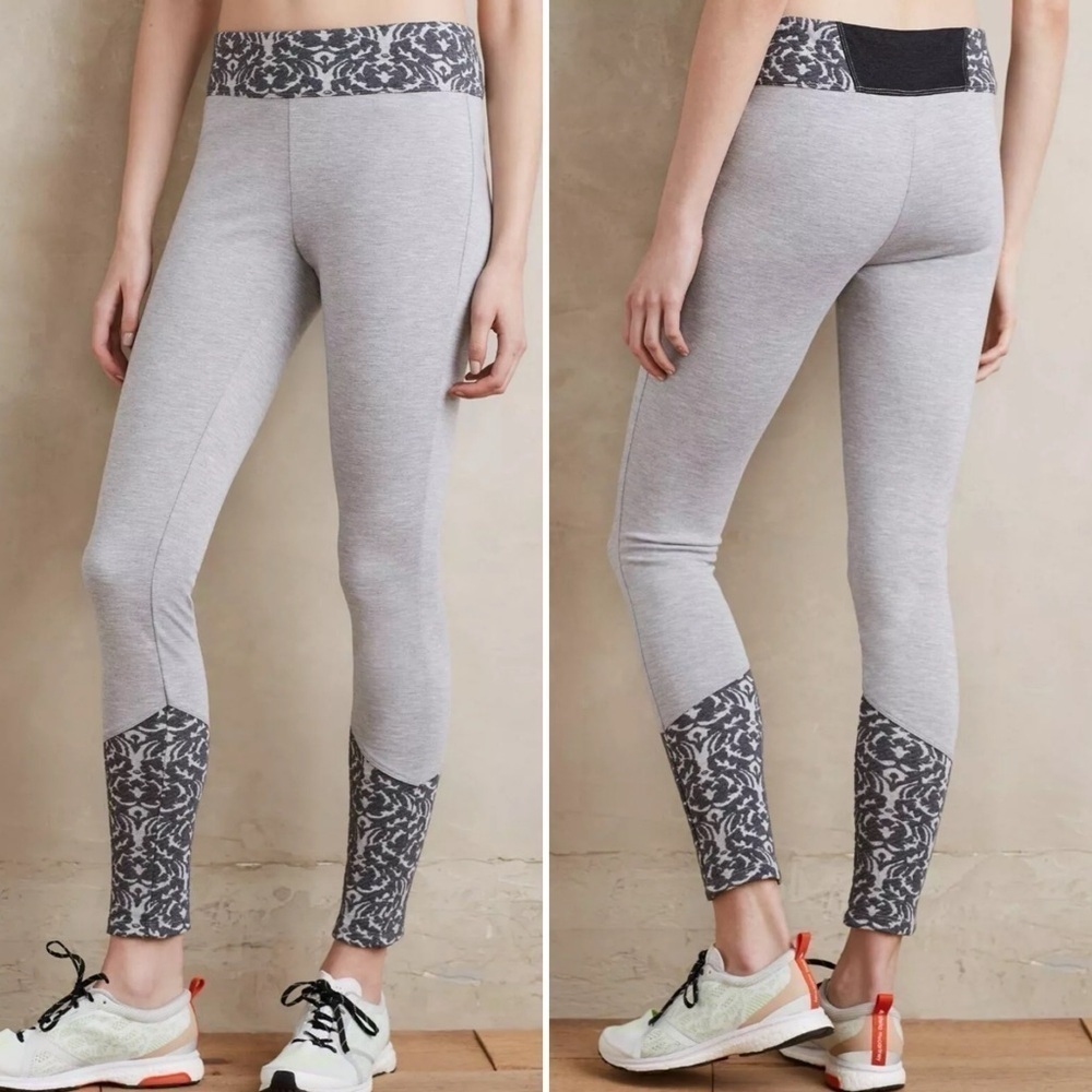 Anthropologie PURE + GOOD Jacquard-Trimmed Leggings
